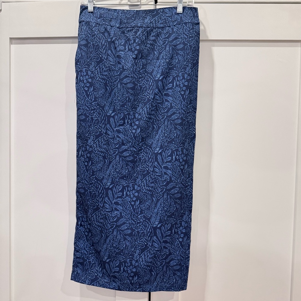 RipSkirt Blue Botanical Print maxi Wrap Skirt | Size Small | Velcro Closure